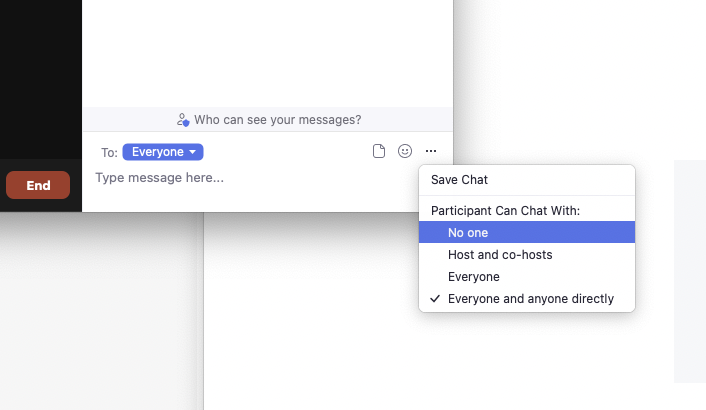 meetingscience's tweet photo. Do sidebar chats become too distracting while presenting in @Zoom? If you're the host, you can temporarily disable them to prevent focus drift. This is useful if you have a presentation that really should be a presentation (and not an email). Learn more:

https://t.co/x5AkbR118v https://t.co/kQ1q536zCH