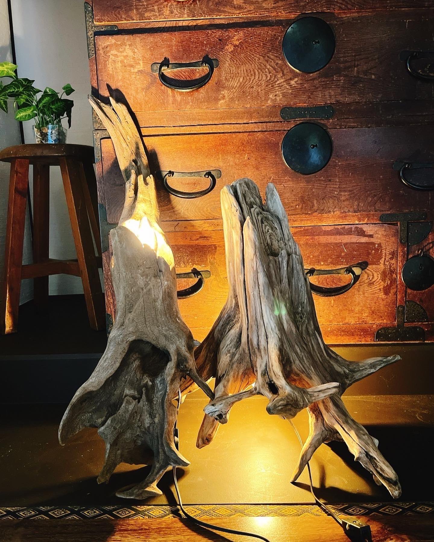 ハンドメイド】北海道タウシュベツ産の流木で作った流木のランプ