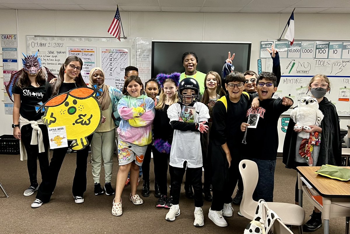 J_RodasKTX's tweet photo. Happy Book Character Day from the Little Miss 5th grade team and my excited kiddos! 🎃 @KISDMcElwain https://t.co/sWR2YpZpzv