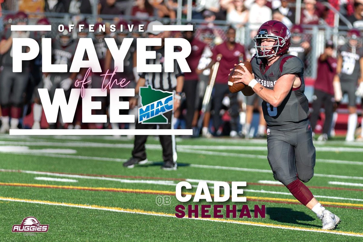 Augsburg_FB's tweet photo. 24/35
273 pass yards
4 passing TDs
63 rush yards
1 rushing TD
1 WIN

Have a day Cade! https://t.co/0yuXcgumGb