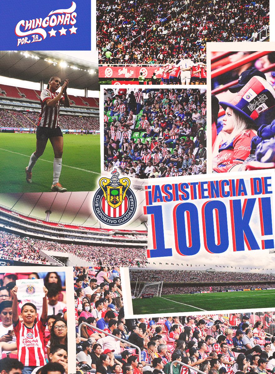 ChivasFemenil's tweet image. ¡La afición MÁS CHINGONA de 🇲🇽! 🤩

Gracias a ustedes y a su apoyo en cada estadio, logramos ser el primer equipo en la Liga MX Femenil en jugar ante 100 mil asistentes durante este AP22 👏