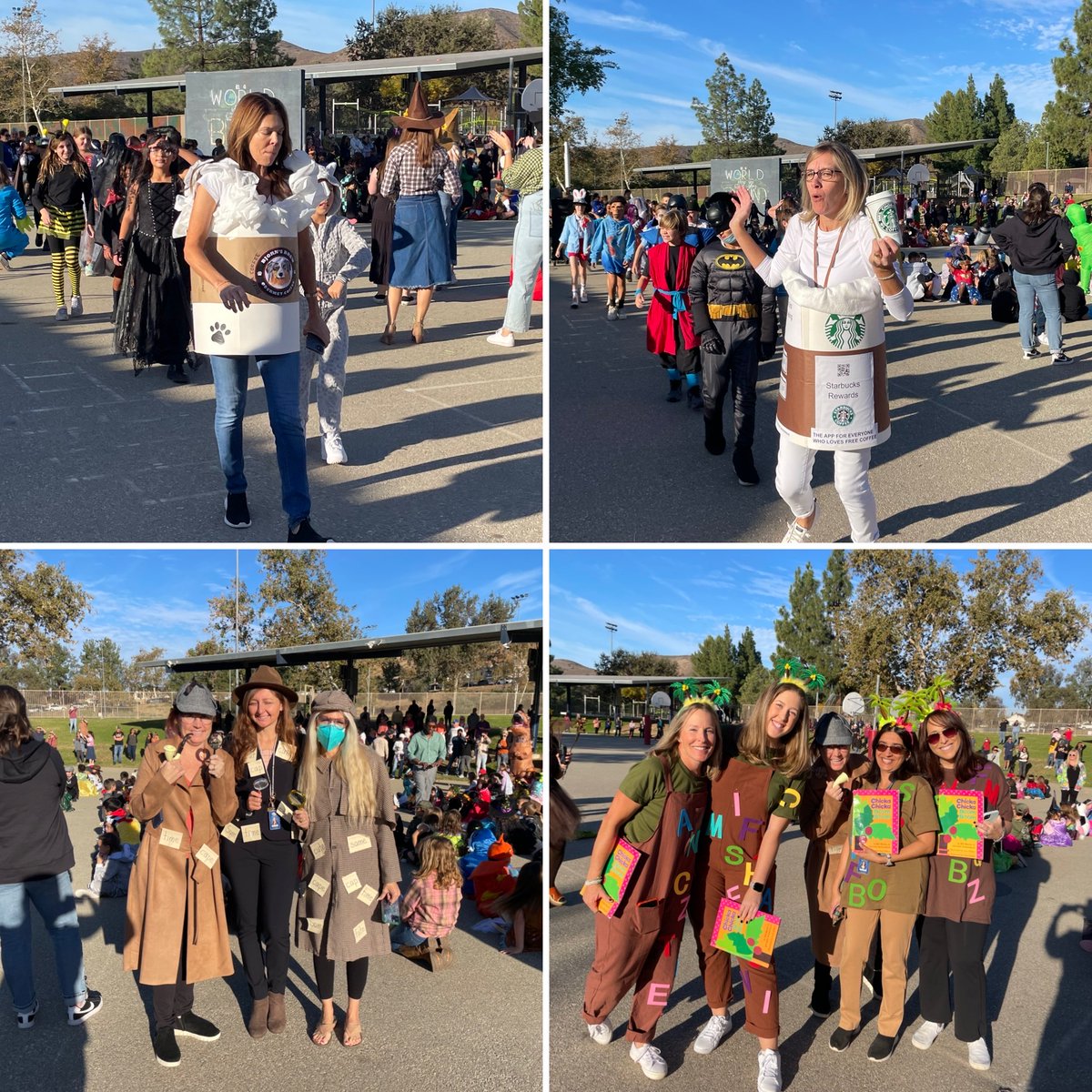 OakHillsCoyotes's tweet photo. Coyotes disguised as beloved book characters, superheroes, a hot cup of coffee and even a giant chicken. It must be Halloween! #opshares https://t.co/uPms7YVHc1