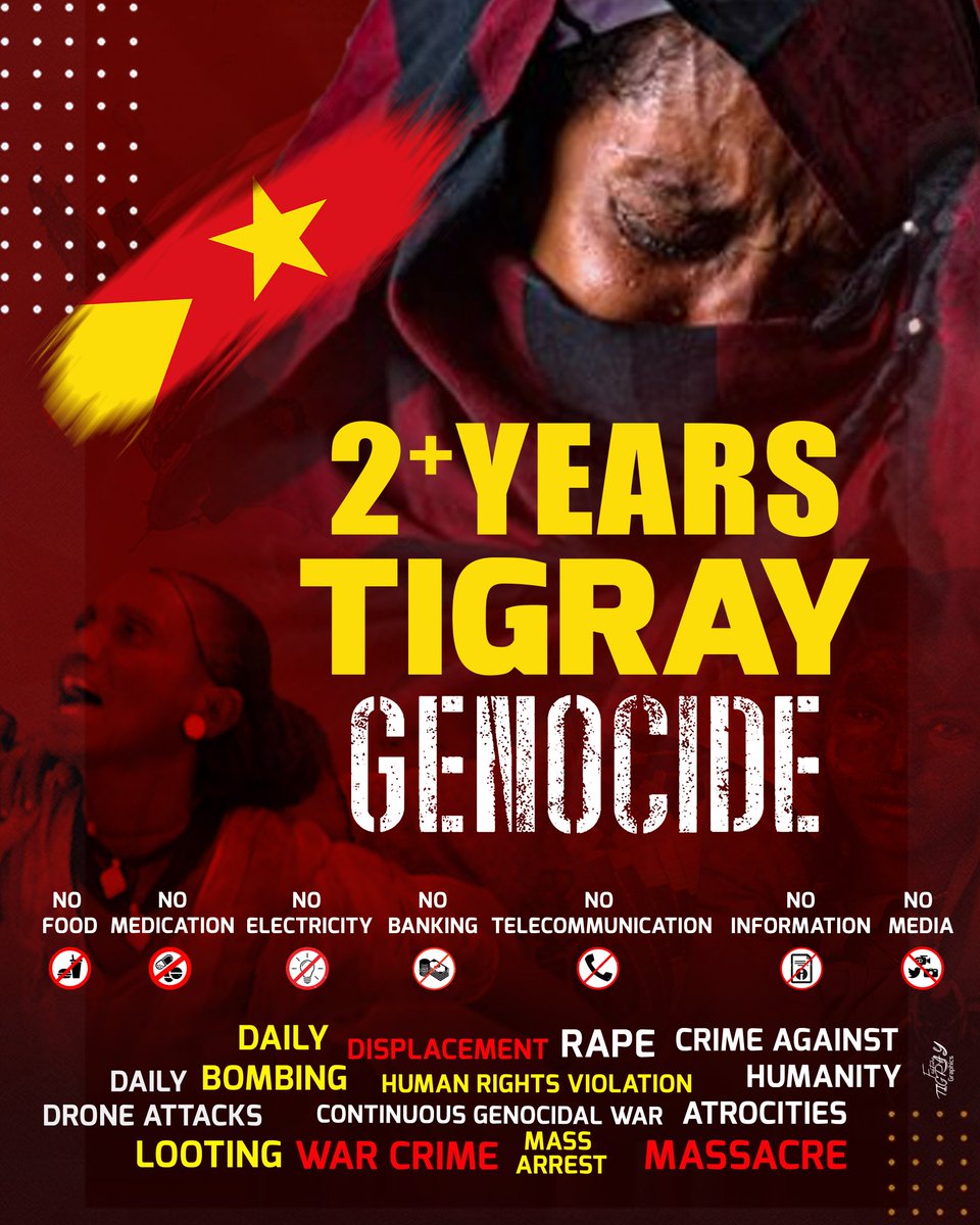 BashaDesta's tweet photo. Two years of
#Complete_siege #Starvation #No_medication #No_food #No_banking
#No_telecommunication #No_media
#Daily_drone_attacks #Daily_bombing
#Displacement #Atrocities #Mass_arrest #Looting #Rape #Massacre #War_crime
#Crimes_Against_Humanity
#Human_rights_violation
@UN @hrw https://t.co/v54LapTyMi
