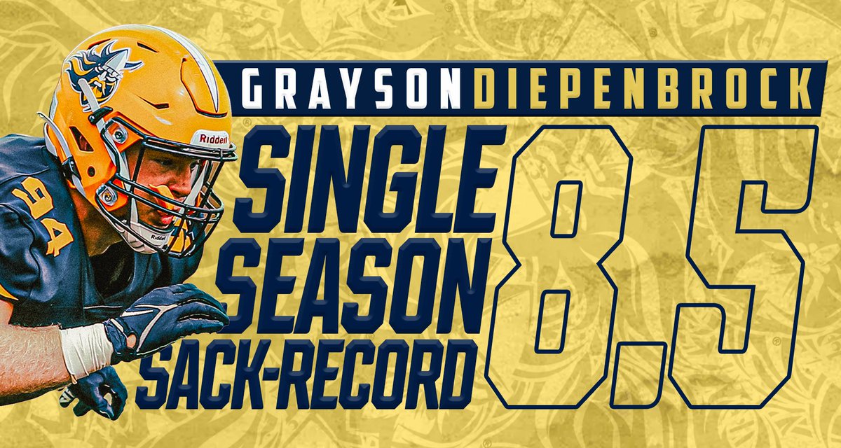 ⚠️Record Alert⚠️

After a stats correction from last week, <a href="/GrayDiepenbrock/">Grayson</a> is now the single-season sacks leader at <a href="/GoAugie/">Augustana Vikings</a> ⚔️

The career-record holder now has his name on the single-season list 😤

#BeTheRock | #BuildingChampions