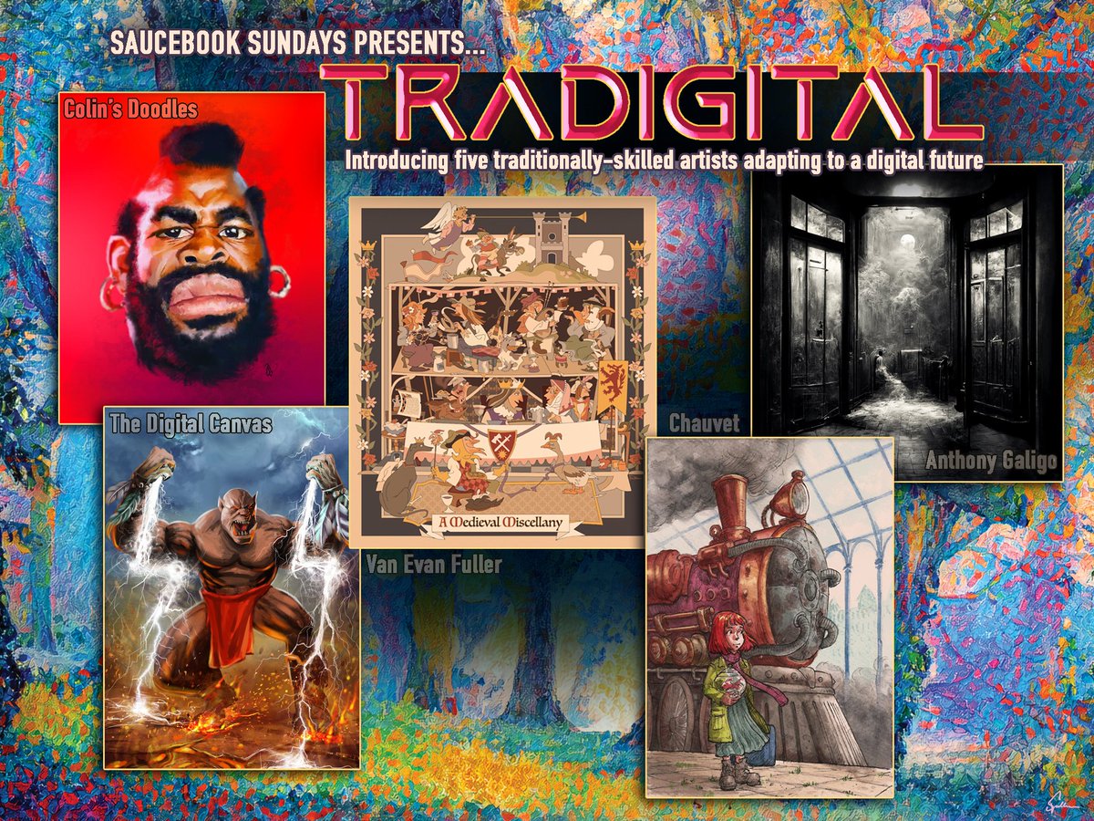 Happy to announce that some of my favourite traditional (or traditionally-skilled) artists have agreed to contribute to next week's Tradigital drop. Take a bow @ColinsDoodles, @anthonypetersa1, @VanFuller55, @TDCartOfficial and @ArtChauvet. All of whom...