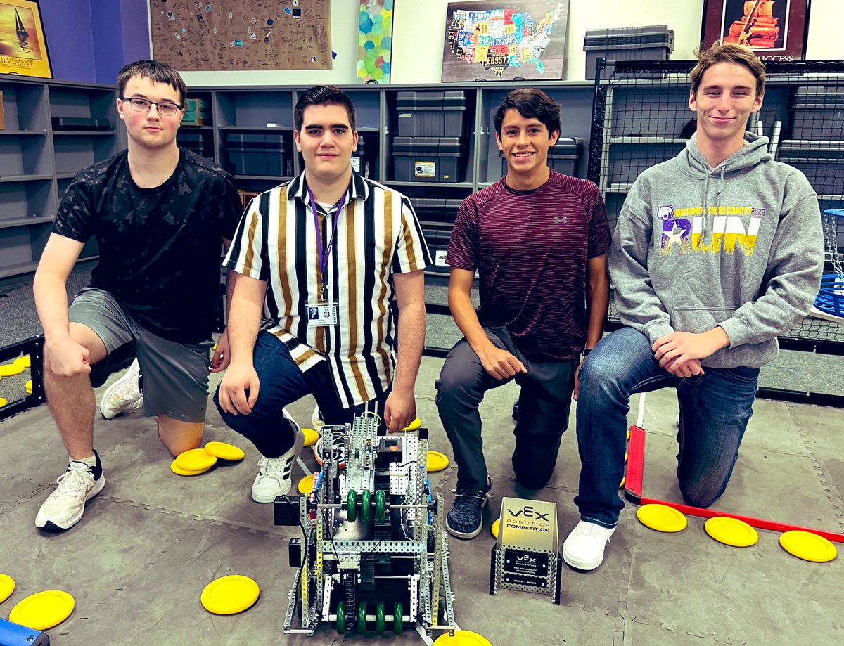 mhs_pltw's tweet photo. Congratulations to our MHS Robotics team. Team “Boy oh Boi” 1718X won the Cy-Springs tournament. Team “Space Chicken”1718Z was awarded the prestigious Judges’ award. #vexspinup #vexrobotics #letsgobears https://t.co/1V6jrdUpqu