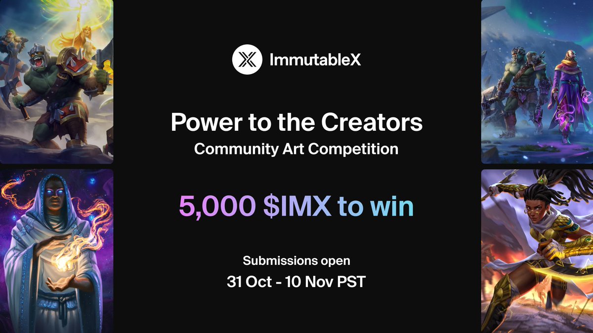 5,000 $IMX Giveaway 🎮
 
To celebrate the <a href="/GameStopNFT/">GameStopNFT</a> Marketplace Launch, we are hosting a 5K $IMX content contest!
 
To enter:
👑  Like/RT this post
👑  Follow <a href="/Immutable/">Immutable</a>
👑  Share content #onIMX
👑  Enter w/ the link below

ENDS NOV. 10
gleam.io/competitions/n…