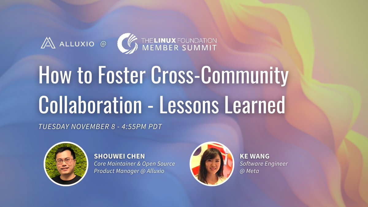 Shouwei Chen (Core Maintainer &amp; Open-Source PM at Alluxio) &amp; Ke Wang (Software Engineer at #Meta) will be sharing their experience &amp; lessons learned in their collaboration across #Presto &amp; #Alluxio communities at the Linux Foundation Member Summit on 11/8: ow.ly/cZ5n50Lq6LR