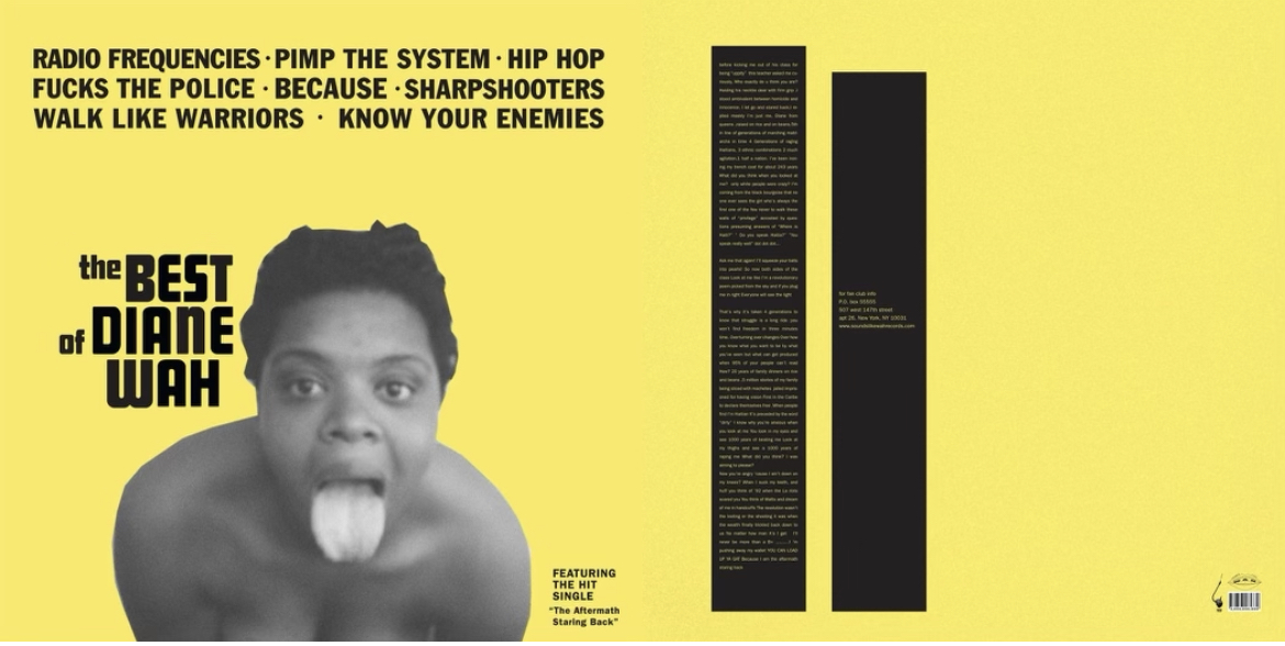 AlainaSimone's tweet image. Diane Wah-Zuercher
"The Best of Diane Wah," 2008
Self-Portrait/Conceptual Album Cover 
40 x 80 in (diptych)

Wah's work explores the relationship between the viewer, the viewed, and the power dynamics at play.  She interrogates public figures, sex, race, and gender.