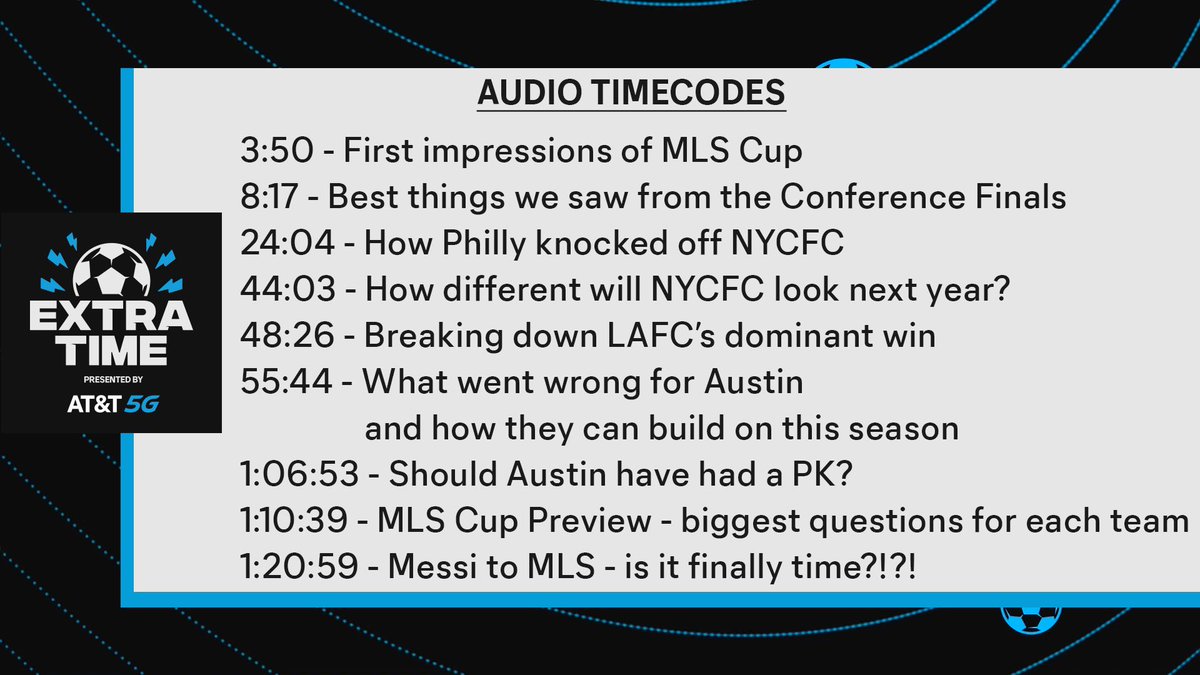 🚨NEW EXTRATIME🚨 🏆MLS Cup is set! How LAFC & Philly got it done 🤔What went wrong for NYCFC & Austin + what they need next season 🤯Messi to MLS… is it really happening??? 🎧: apple.co/3Nr1UqW 📺: bit.ly/3fqY2t9