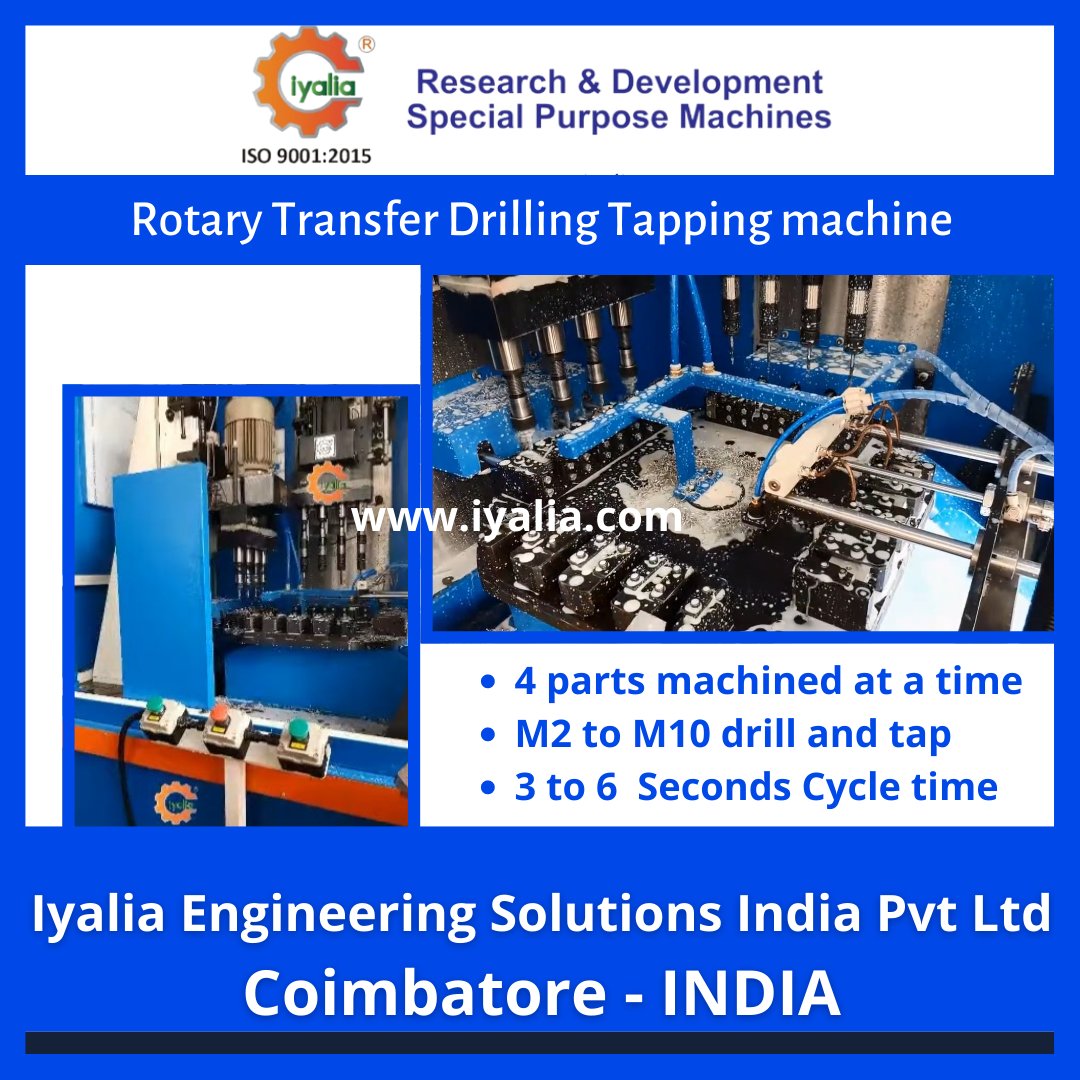 anandSundaram15's tweet image. Rotary Transfer Multi Spindle Drilling and Tapping SPM 
The heat Sink Drilling and Tapping machine are designed and manufactured for high-volume production 
youtu.be/MQN5lBsfEGw
#iyalia #drillingtapping #multispindle #multidrillingtapping #spmmachines  #Rotarydrillingtapping