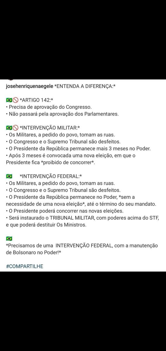 Precisamos da intervenção federal....  

Intervenção militar só da direito de 3 meses de bolsonaro no poder, depois tem nova eleição e ele fica impedido de se reeleger, PRECISAMOS DA INTERVENÇÃO FEDERAL JAA
