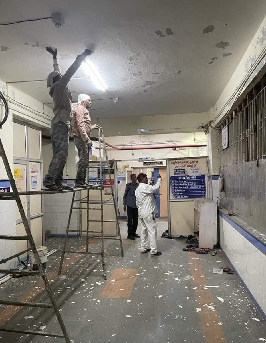 miyaniarshit's tweet photo. MOT NA BHAGIDAR SURAKSHIT CHE.

Note, 141 people died in #MorbiBridgeCollapse. PM Modi will be visiting Morbi today. The hospital in Morbi is being renovated overnight for his welcome.

There cannot be a more crass example of insensitivity.

#MorbiScam
#MorbiCollapsebridge
#BJP https://t.co/PJzJ3Pir1C