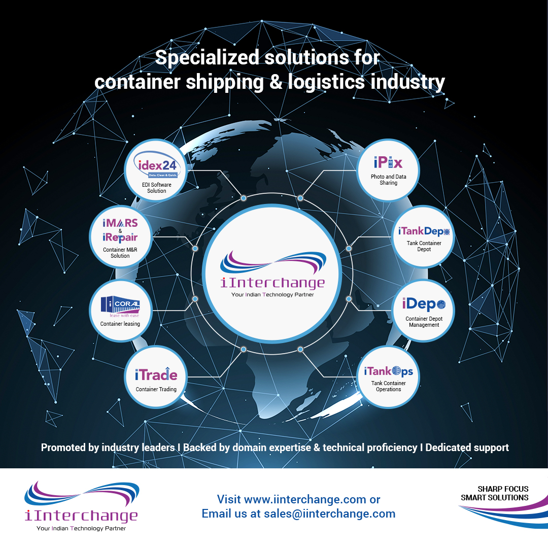 IinterchangeL's tweet photo. With iInterchange, we try to develop and deliver specialized IT solutions for the Global Container Shipping and Logistics Industry through a combination of Domain Knowledge and Technology Expertise.

Know more about us via https://t.co/YGMg7LqMC4

#container #BestDepotSoftware https://t.co/2tmhwph4EI