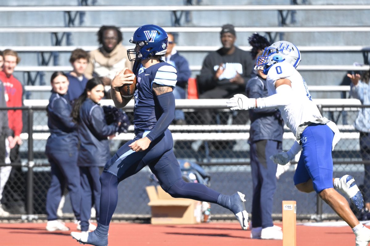 NovaFootball's tweet image. Scary good. 

In Saturday’s game vs. Hampton, Connor Watkins set a Wildcats record for the longest rushing play (75 yards) by a Villanova quarterback! ✌️