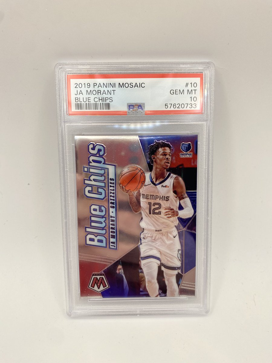 CitySlabz's tweet photo. Ja Morant Rookie Panini Mosaic Blue Chips Psa 10. $30 free shipping. Bubble mailer with tracking. Rts appreciated. Shipping tomorrow🤙🏼 https://t.co/ITp4MJRuQo