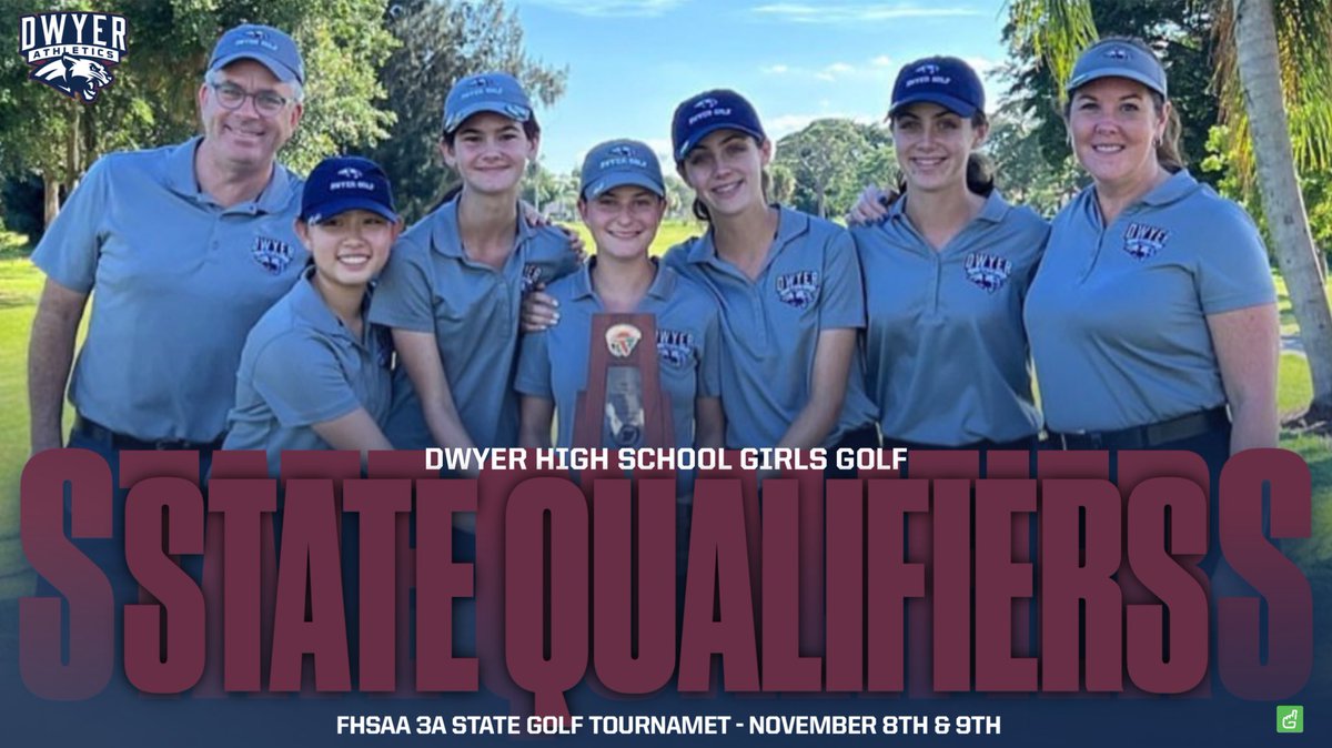 DwyerAthletics's tweet photo. Our Dwyer Girls Golf team has qualified for the State Tournament! Congratulations ladies and Coach Ferris.
#WeAreDwyer #PantherPride https://t.co/l1WevpInIE