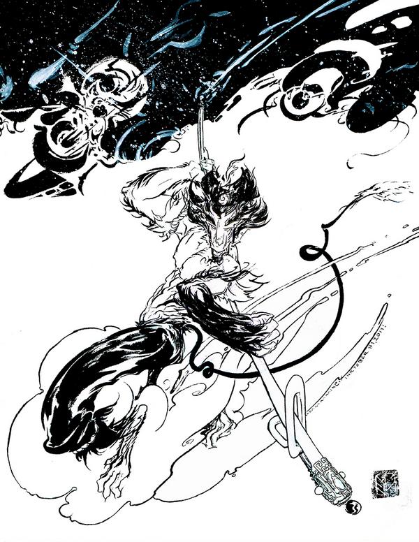 plastic_souls's tweet photo. Who knows if Twitter will be here much longer, but I've needed a dedicated profile for too long. Starting #PlasticSouls off with some #scifi and #SpaceStation art, and a little deep #space #SunWukong 
#makingcomics #comics #ArtistOnTwitter https://t.co/QVtAvSZuaQ