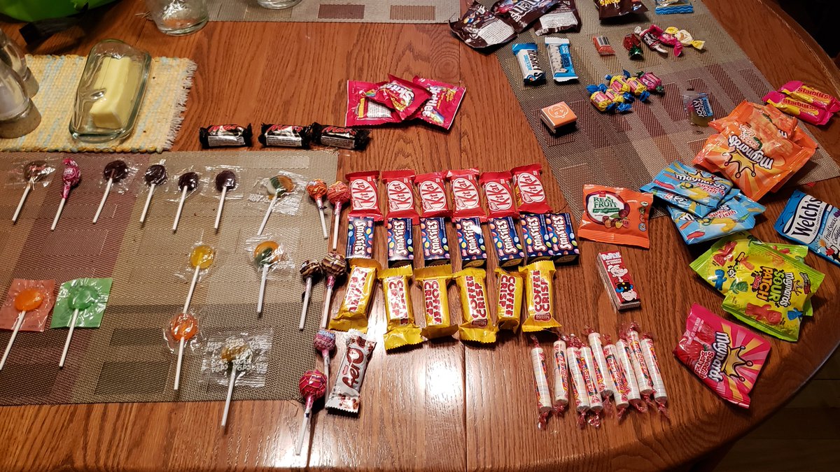 Mathieu_Ferron's tweet photo. Mon fils a classé sa récolte de bonbons dans le style  "saisie de drogue de la SQ". https://t.co/6KUWI3dDn6
