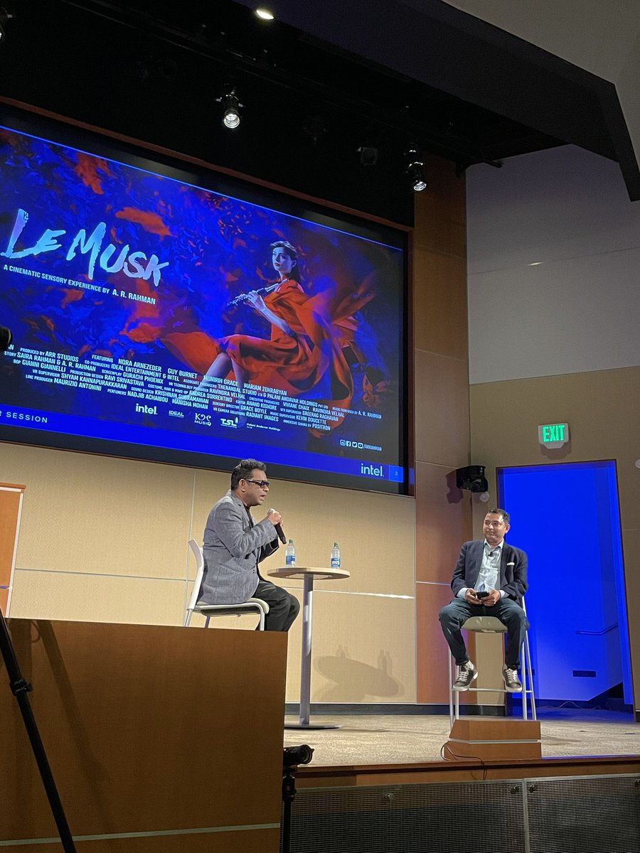 #LeMusk making Q&amp;A with <a href="/arrahman/">A.R.Rahman</a>, at <a href="/intel/">Intel</a> 🤩