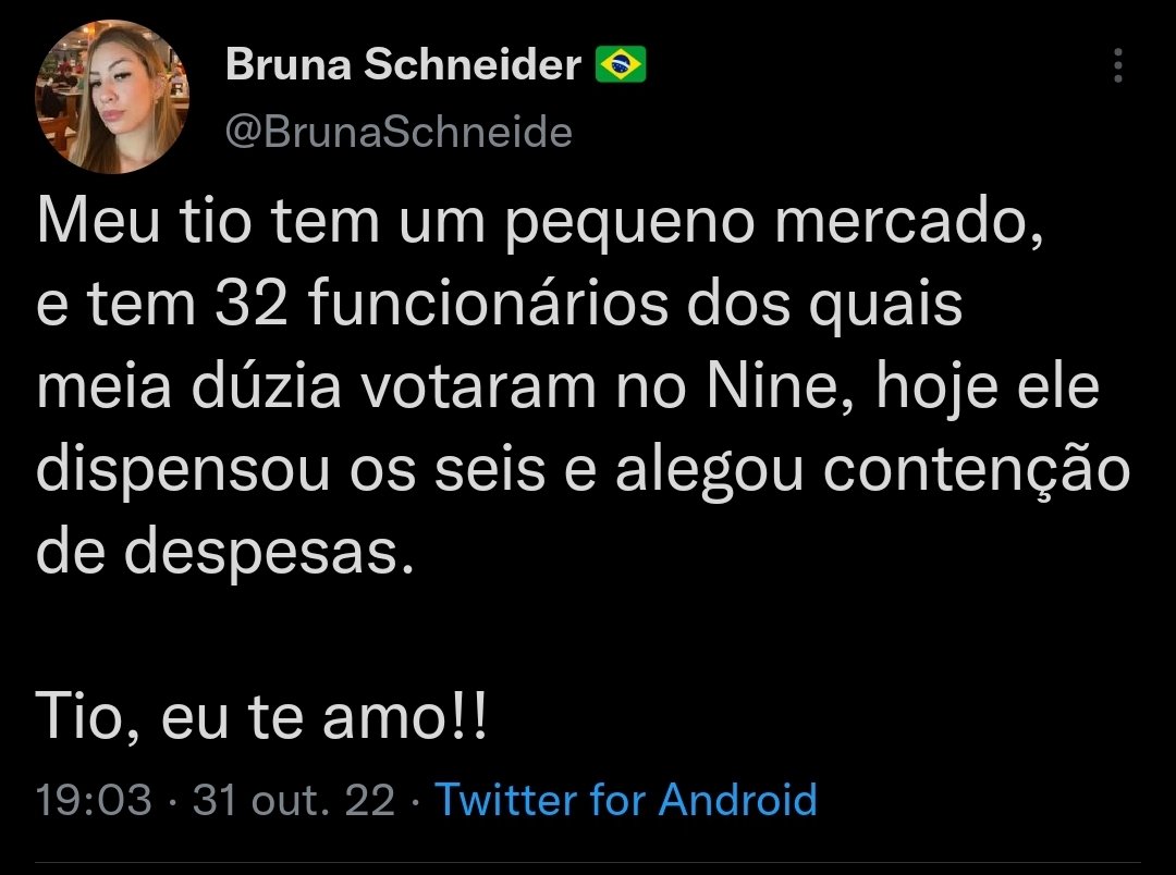 A maioria da população não votou a favor do Lula, mas sim contra esse ódio ao proximo, mesquinhez e intolerância. Qlqr dispensa de funcionário, independente do motivo, deveria ser um momento triste e não de orgulho. Quanto tempo vamos demorar para recuperar a nossa empatia?