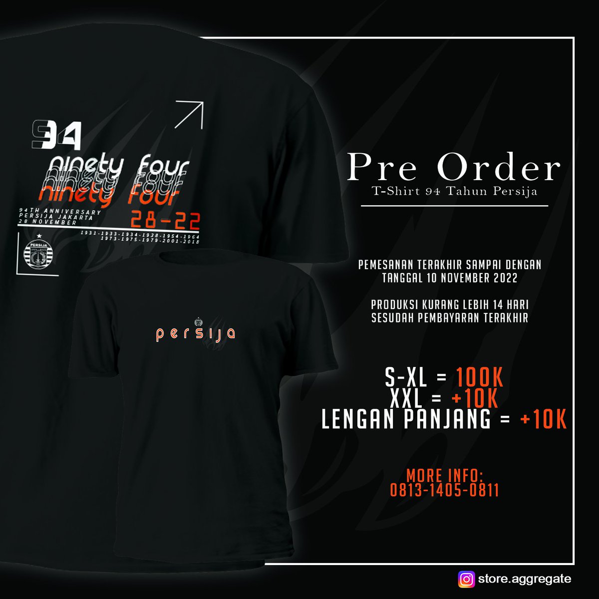 aggregate1's tweet photo. PRE ORDER!
TSHIRT HUT 94 TAHUN PERSIJA

COTTON COMBAD 30S
PLASTISOL DOFF

MORE INFO
Whatshap only: 081314050811

#aggregatestore #persija #jakarta #jakmania #persijaselamanya https://t.co/ew7WchpYWD