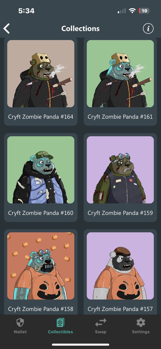 Creep93x's tweet photo. I think I’m gonna name them all 😂 #cryft #halloween #nft #pandazombie #FreeMintNFT #safemoonarmy #grovetoken #cryftortreat #Cryftopians https://t.co/yyd8fbJuXD