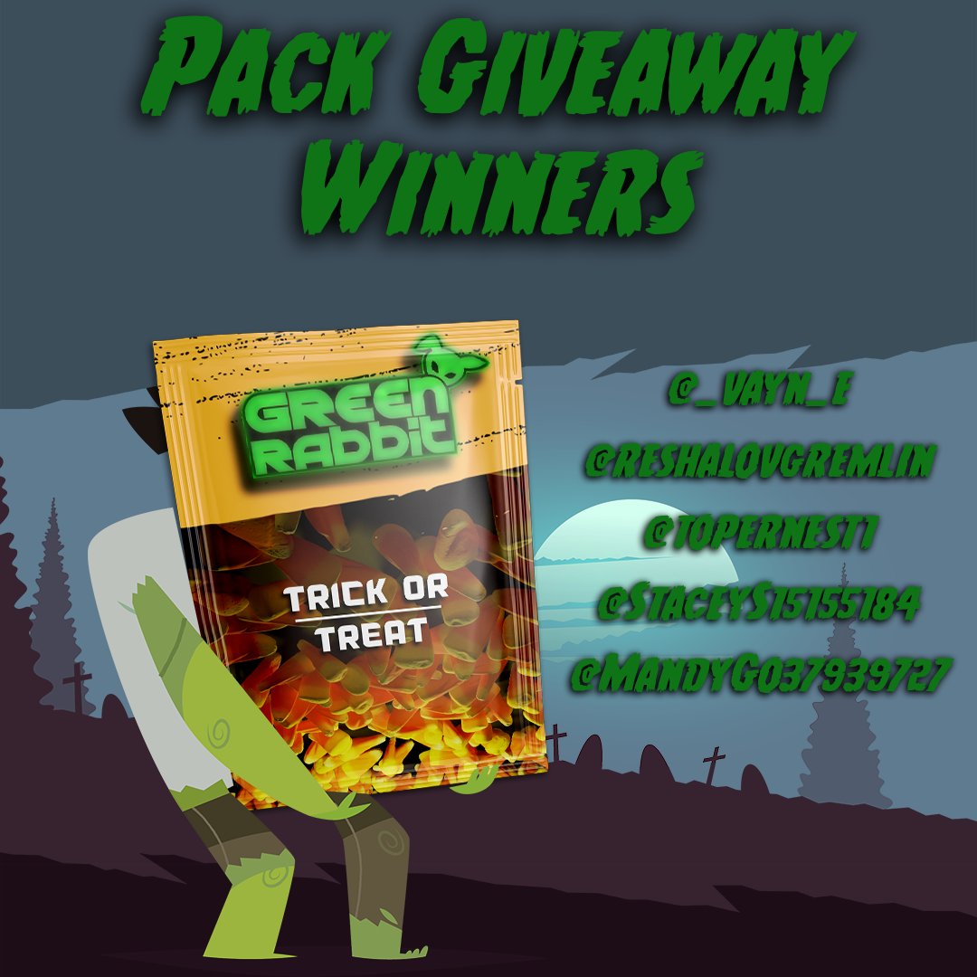 GreenRabbitGame's tweet image. Congratulations to the Trick or Treat Halloween pack winners!! Stay tuned to our Twitter throughout this week more giveaways to come!! 
@_vayn_e
@reshalovgremlin
@topernest1
@StaceyS15155184
@MandyGo37939727
Your prizes will be sent shortly :)

#NFT #NFTGaming #web3 #Web3Games