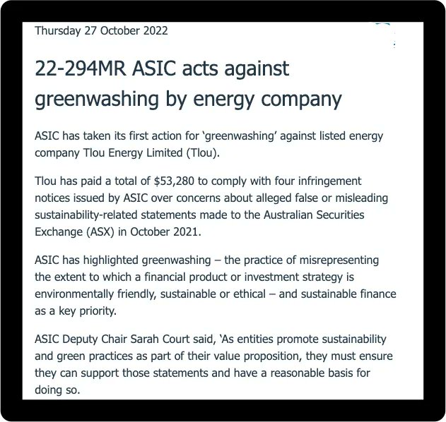 stephenhuppert's tweet photo. ASIC has issued its first fine for greenwashing. Check out my recent article for @AlphaCertLabs that looks at the various types of greenwashing and some of the issues for investment managers 👉 https://t.co/5vQnPMNR4X #ESG #Greenwashing #InvestmentManagement #InvestmentData https://t.co/2zOG9A66MQ