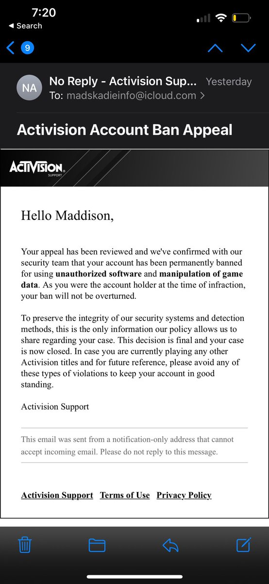 MadsKadie's tweet image. Couldn’t be @Activision falsely banning me for hacking considering if you ever watched my gameplay you’d know I wasn’t. 
Couldn’t be activation keeping hackers in the game while banning people who aren’t !! Retweet !
#falseban #FalseFlag #Activision #unfair #unban