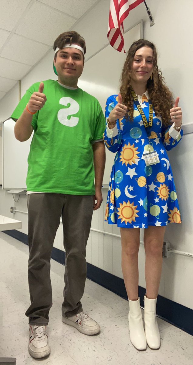 Ms. Frizzle and Mr. S(kittle) 🍭🚌 Happy Halloween, Eagles! #LeydenPride #LeydenFamily