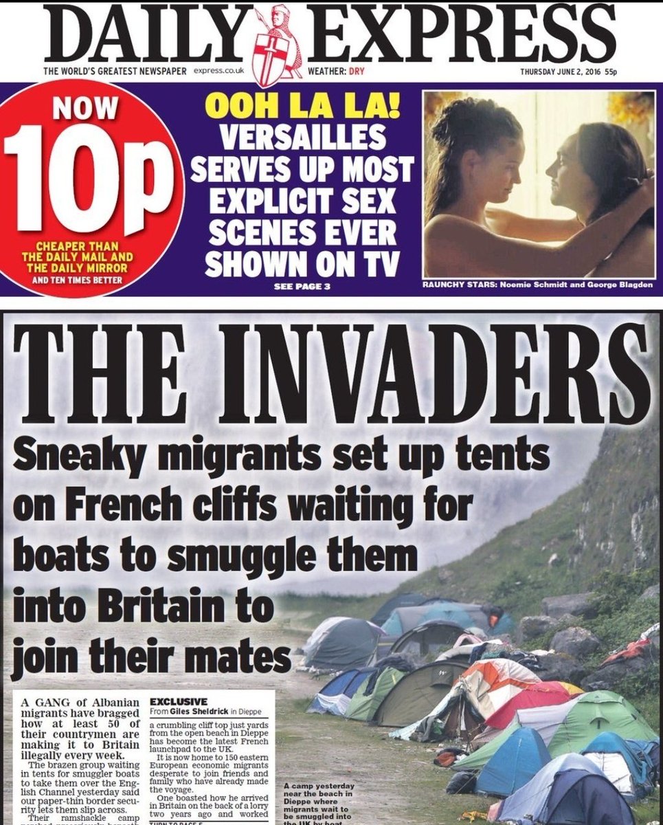 Jo Cox was murdered by someone who saw her pro-immigration anti-Brexit views as a threat to the UK, 2 weeks after the Express called asylum seekers invaders, and 2 hours after Nigel Farage's Breaking Point poster.

Today Suella Braverman called asylum seekers an #invasion.