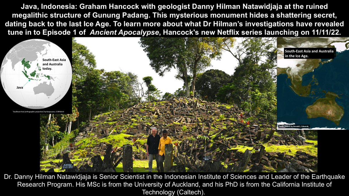 Graham__Hancock's tweet photo. All 8 episodes of "Ancient Apocalypse", my new Netflix TV series, will be available to view from Friday 11/11/22: https://t.co/V7UvvCxkhZ.  Please consider setting a reminder and adding the series to your "My List". https://t.co/PkWBfd5e6x
