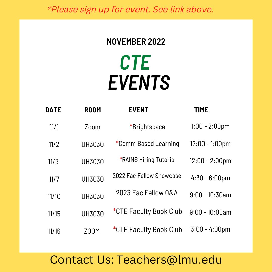 LMU_CFD's tweet photo. For more information or to sign up for an event, please click here: https://t.co/kXx56f6nEA https://t.co/wOMxUxVjSS