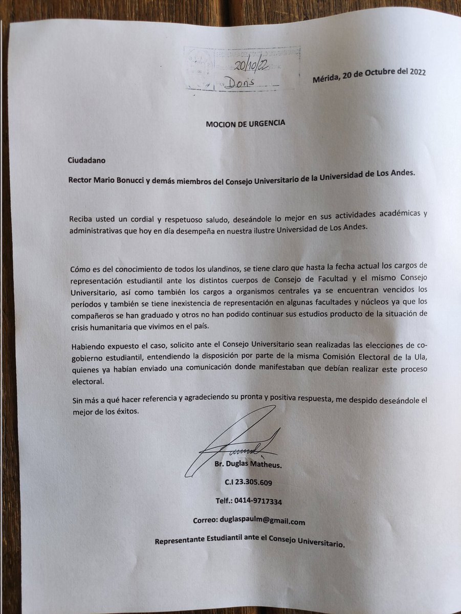 DuglasMatheus's tweet photo. #31Oct En Sesión virtual del CU los consejeros aprobaron en la agenda el punto 33.2 dónde solicité a la Comisión Electoral de la ULA que agilizará el proceso de Co-Gobierno estudiantil para renovar a los representantes quedando diferido a solicitud del Consejero Joel Zerpa https://t.co/7rRNl2t2en