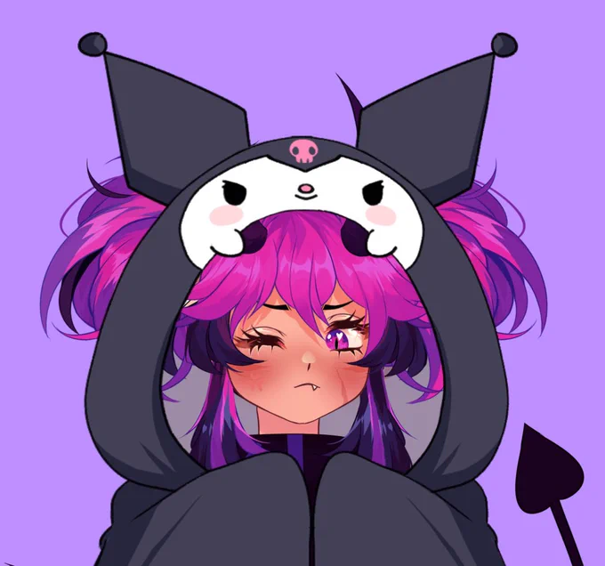 HAPPY SPOOKYDAY!! Dressed as kuromi for Halloween today  