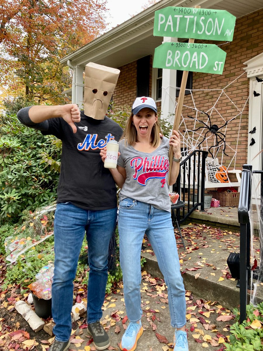 Kimberly_Goetz's tweet photo. Happy Halloween! #RedOctober #GreaseThePoles (he’s a Mets fan …and a good sport) https://t.co/RxIm6HwZeC
