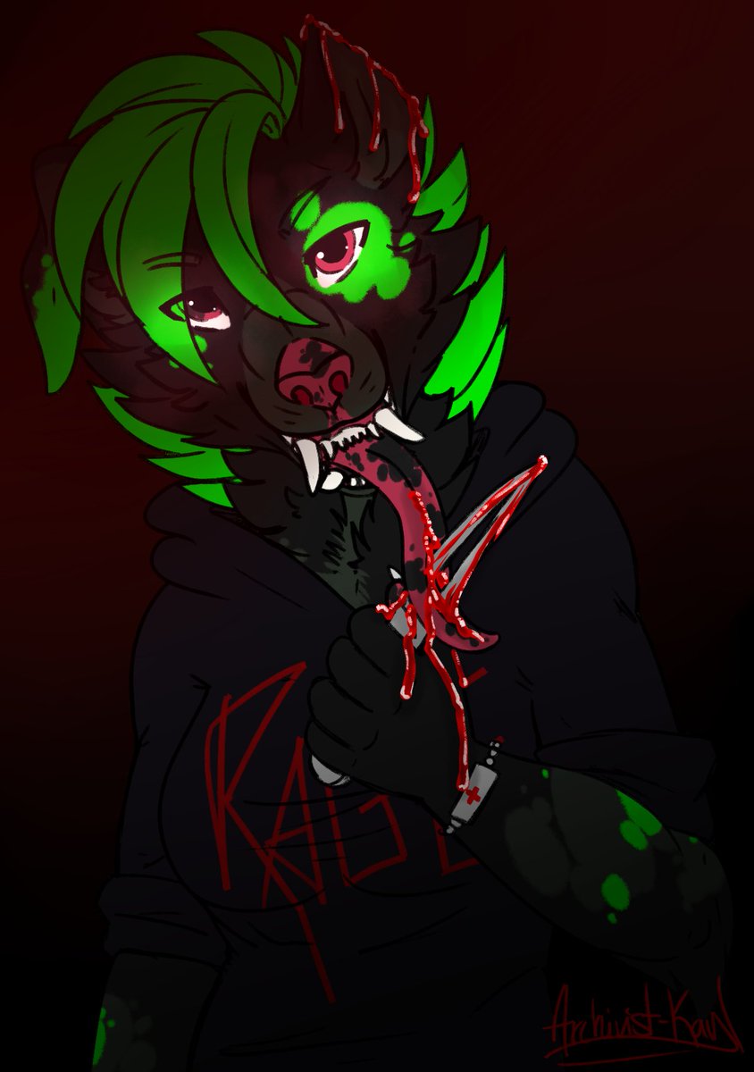 Archivist_Kayl's tweet photo. tw// tongue wounds/blood
Goretober day 18- Tongue  
(skipped 17, its eh tbh)

This one is techanclly a redraw, the second is the first made in 2017

#furryart #furryartwork https://t.co/nlCAgSp4xi
