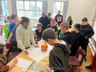 MsPineau's tweet photo. Another day…another chance for @ross_dsbn Grade 8’s to lead by example! Today we mixed with the 6/7 class to complete ‘Pineau’s Pumpkin Estimation Challenge!’ This is #onted #stemeveryday #mathiseverywhere #futureleaders @dsbn https://t.co/Yi9CnG6bdq