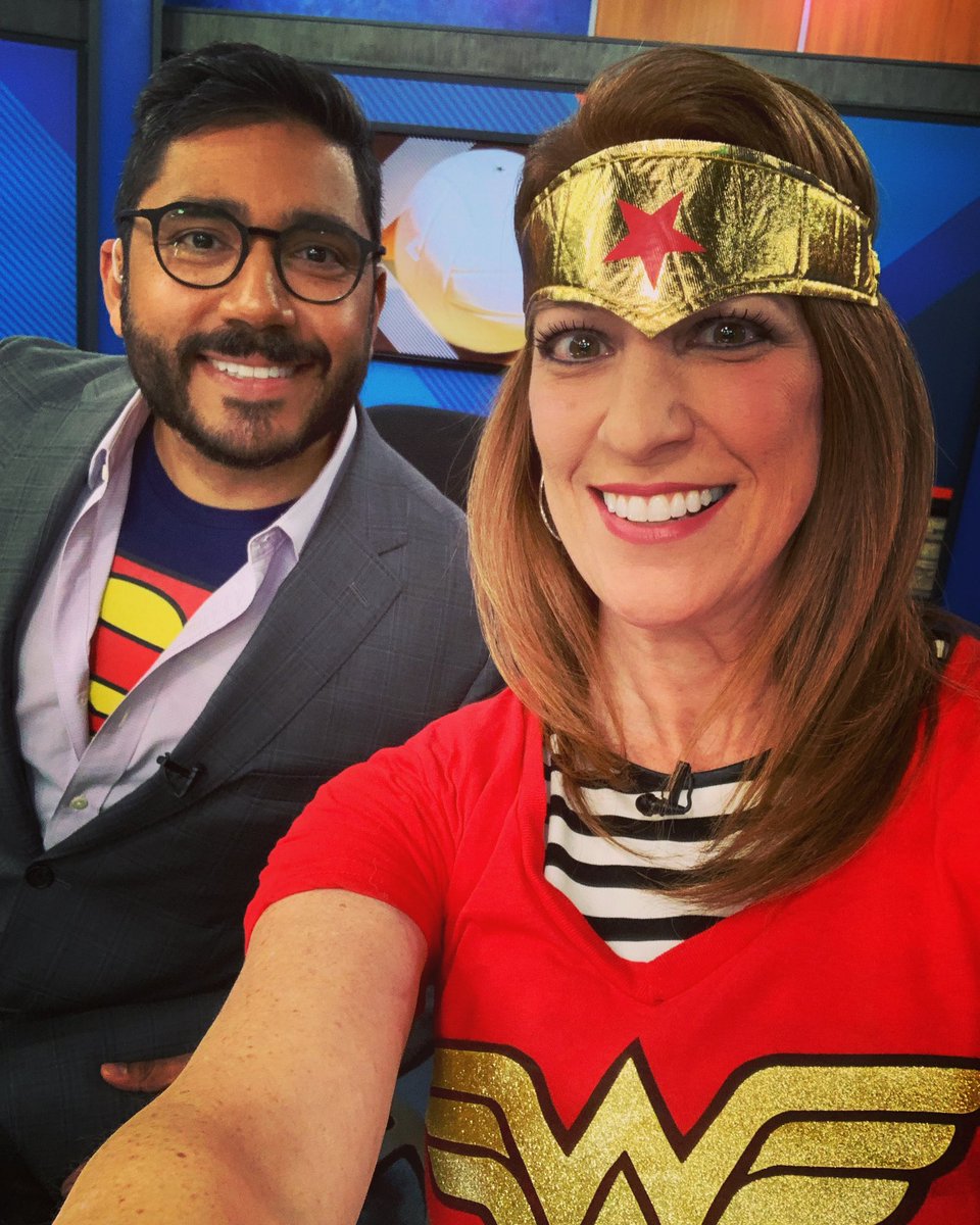 LindaWQAD's tweet photo. We switched it up for 6pm - but stuck with our superhero theme.⚡️🎃👻🤣 #halloween #shenanigans https://t.co/P5CHbAwCtq