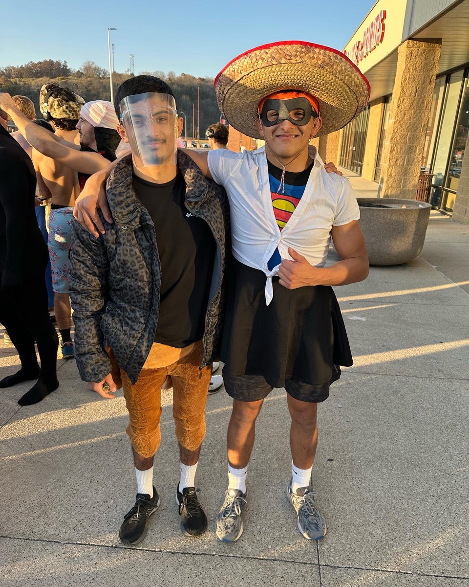 LutherWrestling's tweet photo. Happy Halloween!  Our annual team @goodwillintl run where guys draw teammate’s names from a hat and buy them an outfit to run back to campus in. #TLAN https://t.co/3CvqBkqmrl