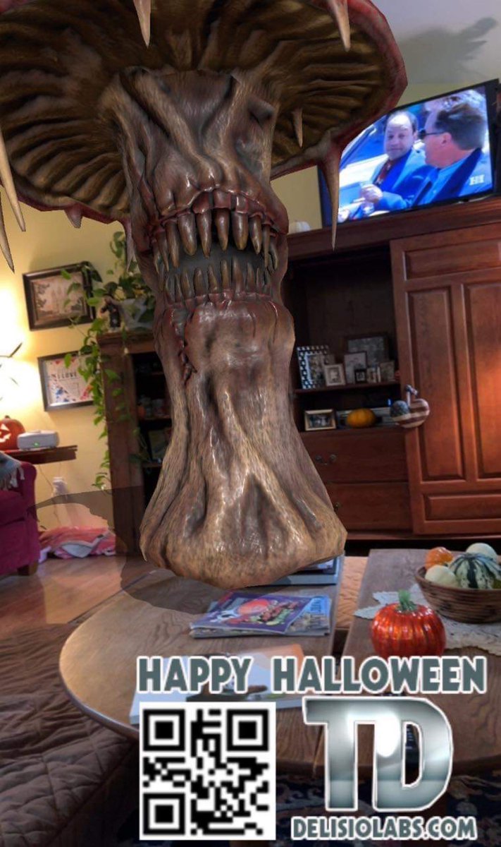 RoadQueen1967's tweet photo. My good friend is a 3-D designer. He gave us a Halloween link to play with, this guy is sitting on the dag gum coffee table!! #3Dartist #halloweenonthetable #scarymushroom #eeeek #howdidhedothat https://t.co/Og7Osw8DgN