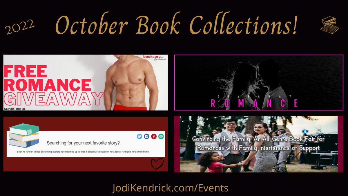 Last call to check out these #BookCollections before they're gone!

JodiKendrick.com/events

#RomanceReaders #RomanceBook #readingcommunity #freeread #Octoberreads