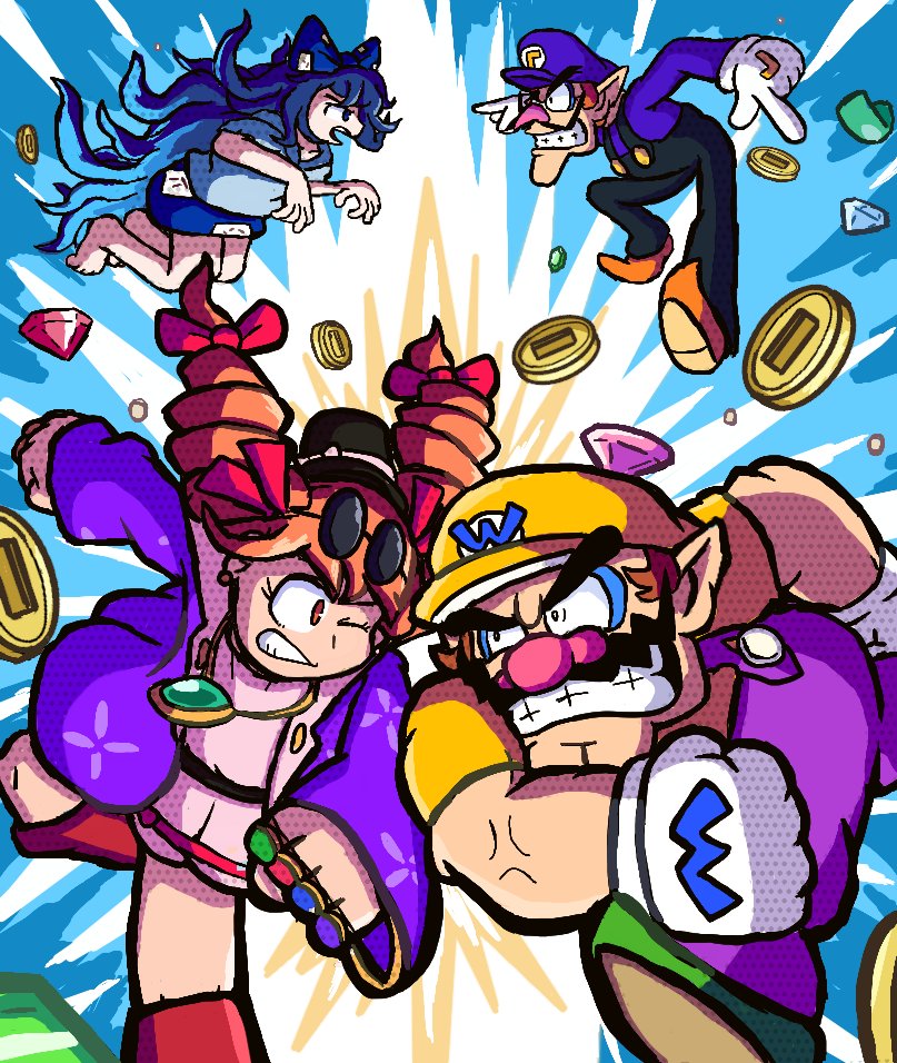 TKOWL_Art's tweet photo. I was upset to find out that there was no Joon/Shion and Wario/Waluigi crossover art despite both teams having the same dynamic, so I took it into my own hands 

#東方Project #touhou https://t.co/Ha6VYqb6Gh