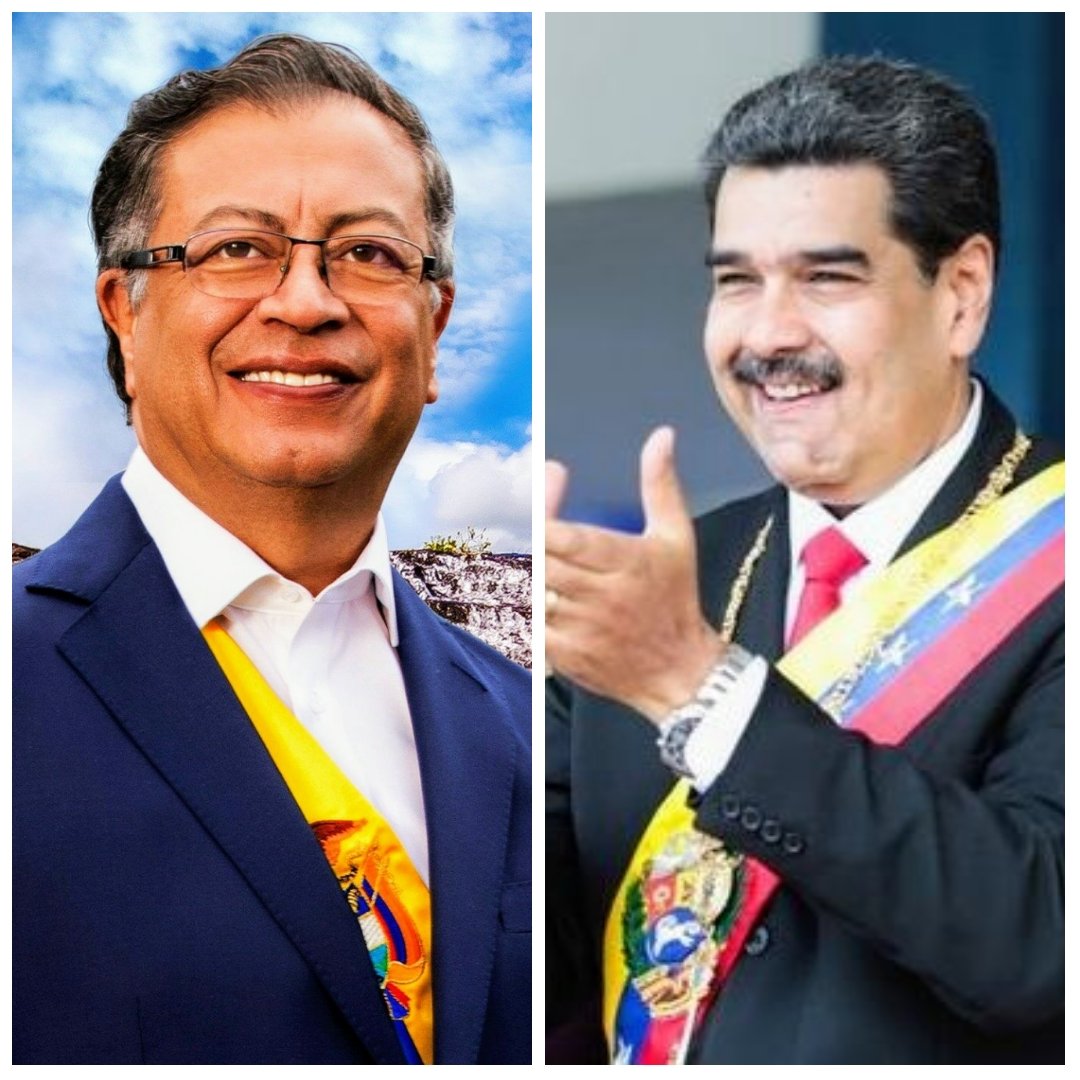 Manzana, la primera reunión de Gustavo Petro y Nicolás Maduro, Colombia 🇨🇴 y Venezuela 🇻🇪 hermanadas. Así las quiso ver Bolívar y Chávez. #LulaYMaduro