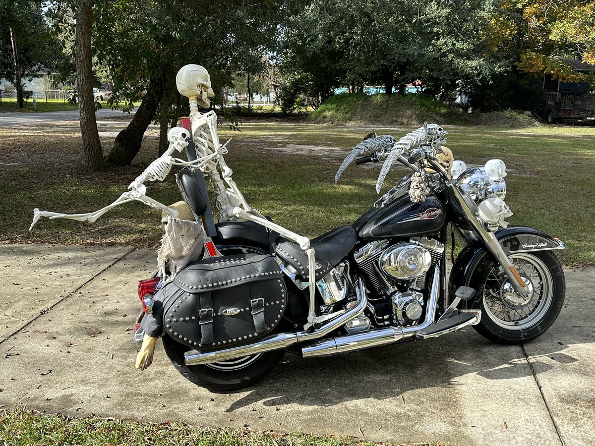 The bike just out of the garage for it’s last ride of the season earlier today. Happy Halloween! #HalloweenHarley #Halloween2022 #Halloween