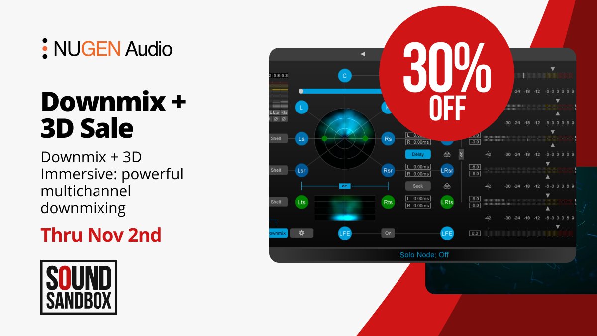 SoundSandbox's tweet image. Halo Downmix w/3D Immersive Extension enables versatile 🎛️ multichannel-to-multichannel downmixing for powerful 🔊 surround audio time savings.

📣 30% Off thru 11/2:
bit.ly/3sRxAvO

NUGEN Audio  #plugin #plugins #vstplugins #audioengineer #SoundSandboxStore