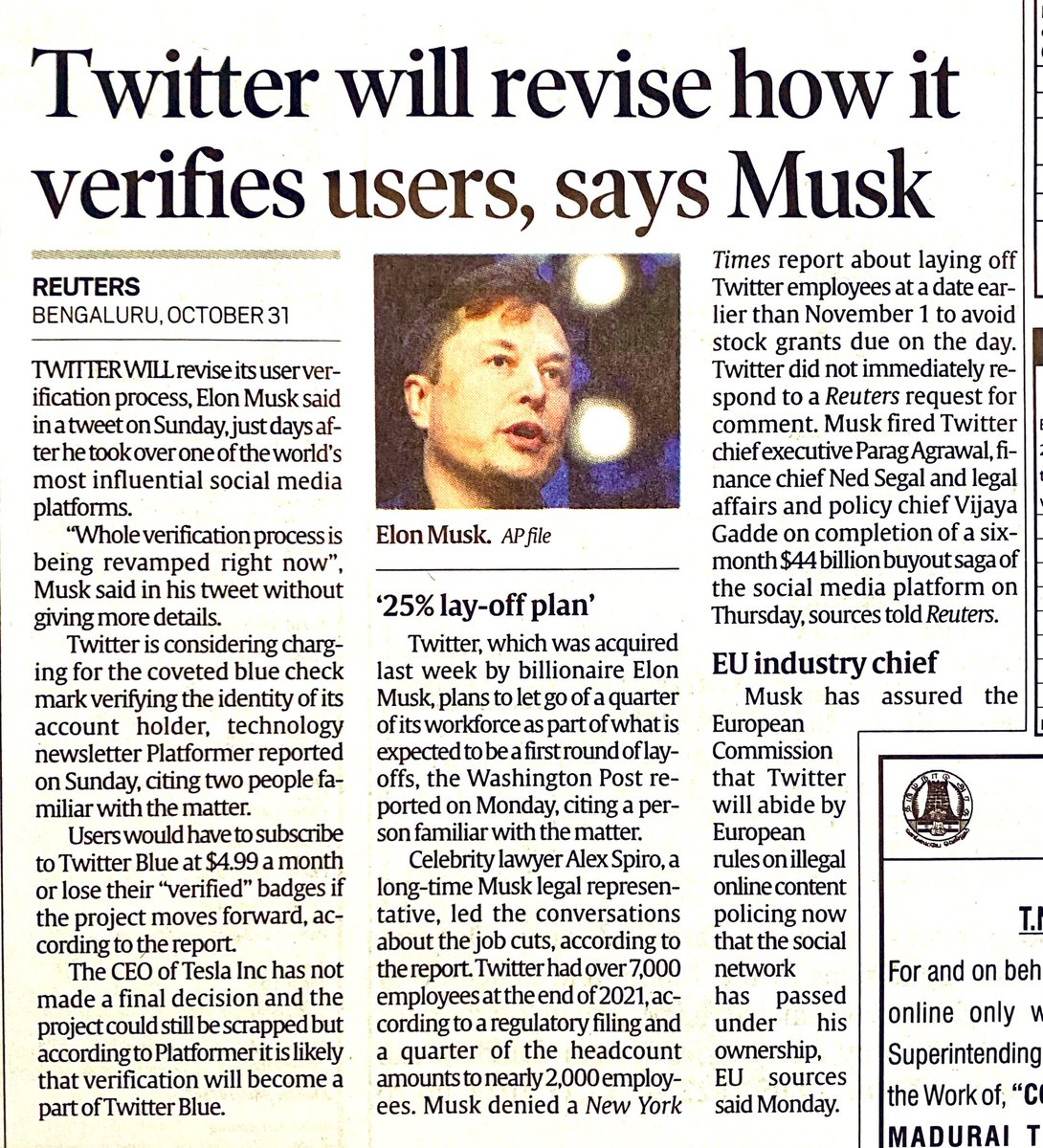 @ReallySwara @Twitter @paritoshZero @PritishNandy @AnantRangaswami @BDUTT @fayedsouza @shunalishroff @iamsonalibendre @nikkhiladvani @Apurvasrani This is a good move…in fact, to further help the cause of ‘free speech absolutism’, @elonmusk should delete the anonymous troll accounts and have everyone’s free speech, supportive or critical, and not just the ‘blue ticks’, linked to their legitimate real world identities.