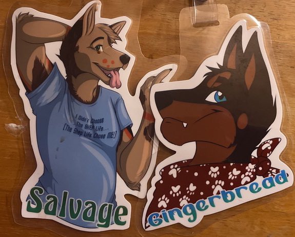 SalvageShep's tweet photo. New badges from #Furpoc2022 by @EntropyStar 
Thanks for bringing my characters to life. https://t.co/j0xuLMO4gl