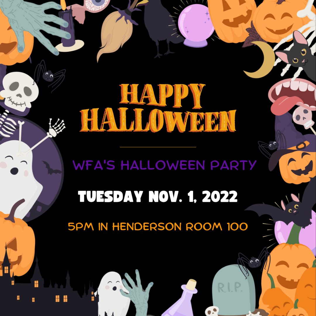 WU_Filmmakers's tweet photo. November? No bigie! We'll be having our Halloween party tomorrow in Henderson 100!! 💀👻 make sure to wear something cozy, we'll be chilling and watching a 🦇spooky🦇 movie!
#washburnuniversity #washburnstudentfilm #skobods #halloweenspirit #washburnpride https://t.co/QH5oIntcaf
